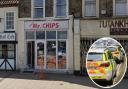 Mr Chippy in Swaffham was covered in blue paint