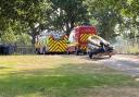 The emergency services at the scene of the incident at Wroxham Broad