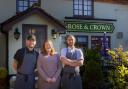 Shannon Durrant (owner), Beverly Rogers (front of house manager) and Will Horne (head chef) outside The Rose and Crown in Harpley