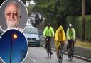 County councillor Jim Moriarty (inset top) fears switching off street lights could put people off cycling and walking to work