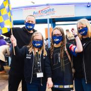 From left Alan Colby, Summer Colby, Phoebe Chamberlain and Andrea Colby, who were at the front of the queue for the King;s Lynn Stars' first meeting in almost two years