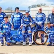 King's Lynn Stars, from left, Ryan Kinsley, Thomas Jorgensen, Craig Cook, Lewis Kerr, Lewis Bridger, Ty Proctor, team manager Peter Schroeck. Missing: Erik Riss