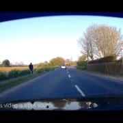 A view from the dashcam footage of Joshua Tedstone, 21, from Caister-on-Sea, who drove 129mph in a 30mph area on the A149 in Rollesby.