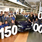 The milestone 150-millionth Volkwagen to be built was a blue Golf GTE. Picture: Volkswagen