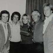 TV stars. The Brother Lees with Bruce Forsyth and Anthea Redfern
