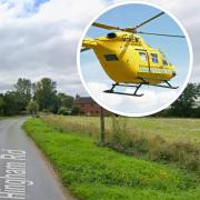 The air ambulance was called to the crash in Great Ellingham