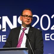 Tom Glover, UK country chair of RWE, speaking at the East of England Energy Group’s (EEEGR) Southern North Sea conference (SNS2024) at the Norfolk Showground