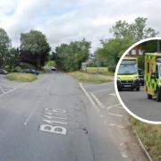 Serious injuries were reported after a crash between a motorbike and a car at the Suffolk-Norfolk border