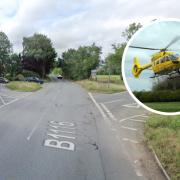 A motorcyclist was airlifted to hospital after a serious collision with a car
