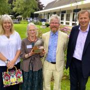 The 2024 Grey Partridge Award was presented to the family of late farm conservationist Robin Carver. Pictured from left: Airlie Inglis, Rose Carver, Charles Inglis and Justin Ripman of Mills and Reeve