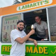 Omar Lamarti and ice cream man Steven at the Royal Norfolk Show.