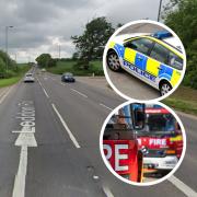 The A146 was blocked following a crash