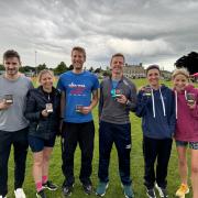 Wymondham AC came third in the mixed category the Ellisons Ekiden in Ipswich. From left - Gareth Seville, Zoe Webster, Matt Webster, Mark Armstrong, Alison Armstrong and Kate Gooding