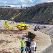 The air ambulance landed on West Runton beach