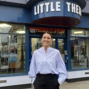 Suranne Jones outside Sheringham Little Theatre.