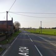 Two lorries and a car crashed on the A134 at Northwold on Monday