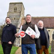 Matthew Welch, centre, treasurer, with Rev Simon Richardson and church warden, Dudley Stammers, at St Ethelberts Church at Larling, which has won a national care and conservation award.