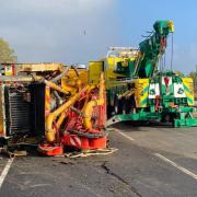 The A11 was closed for almost 24 hours after a lorry overturned