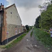 The bungalow is down a narrow lane at Burnham Market