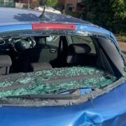 A car damaged during a spate of break-ins in Bradwell.