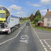 A lorry and a car have crashed  on the A134 at Northwold