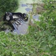 A Suffolk man was rescued from a ditch after a crash