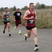 Mark Armstrong in action at the Remembrance Run at Debden Airfield, Saffron Walden