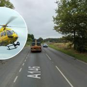 Three people have been taken to hospital after a crash on the A146