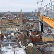 The view from the top of the crane at Norwich Castle