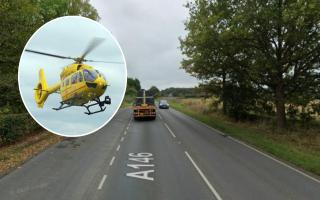 Three people have been taken to hospital after a crash on the A146