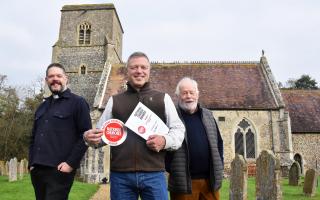 Matthew Welch, centre, treasurer, with Rev Simon Richardson and church warden, Dudley Stammers, at St Ethelberts Church at Larling, which has won a national care and conservation award.